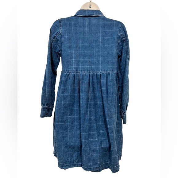 Madewell Lightwell Denim Babydoll Cotton Shirtdress in Indigo Plaid (XS) - Picture 5 of 5